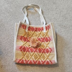 Universal Thread Woven Tote - Orange, Yellow and Cream